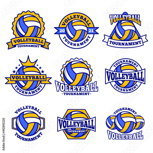 Volleyball logo emblem set collections