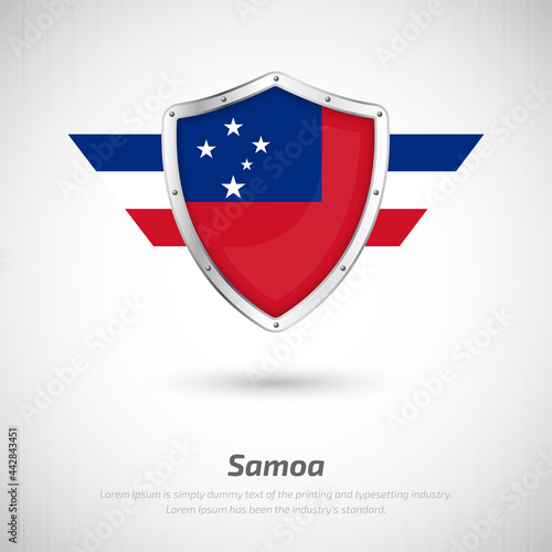 Elegant glossy shield for Samoa country with happy independence day greeting background Free Download Elegant glossy shield for Samoa country with happy independence day greeting background - GFXLoad