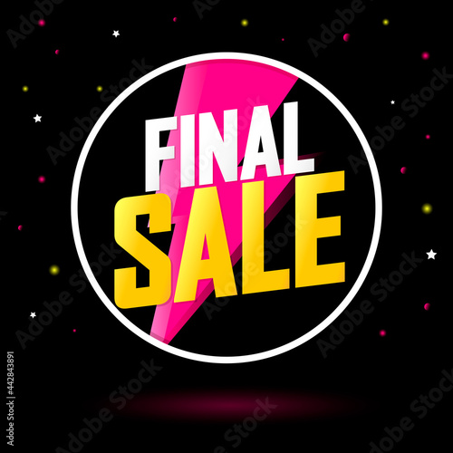 Final Sale, discount poster design template. Promotion banner for shop or online store, vector illustration.