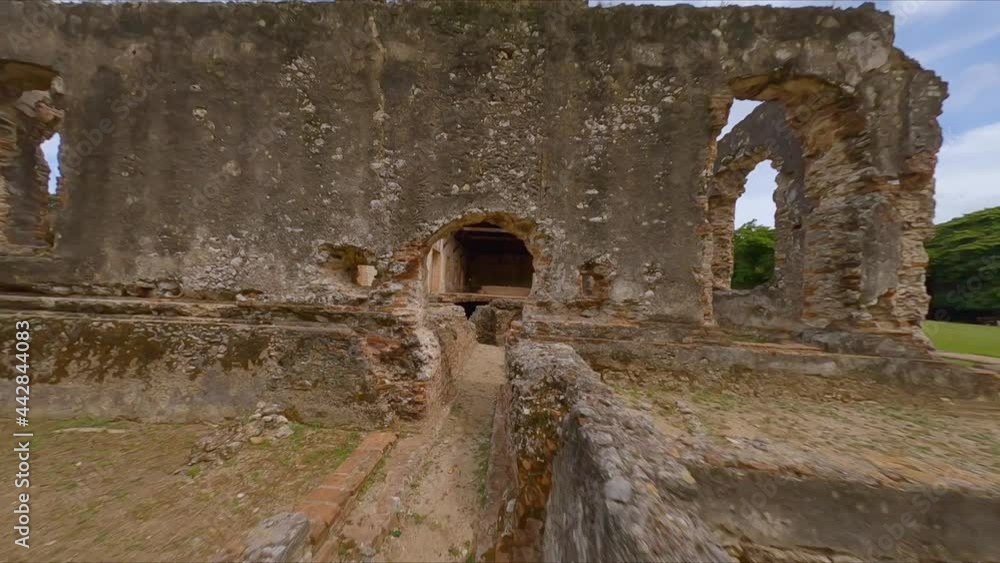 Incredible aerial FPV racing drone flight inside ruins of Nigua Sugar Mill or Ingenio Boca de Nigua in Dominican Republic Incredible aerial FPV racing drone flight inside ruins of Nigua Sugar Mill or Ingenio Boca de Nigua in Dominican Republic