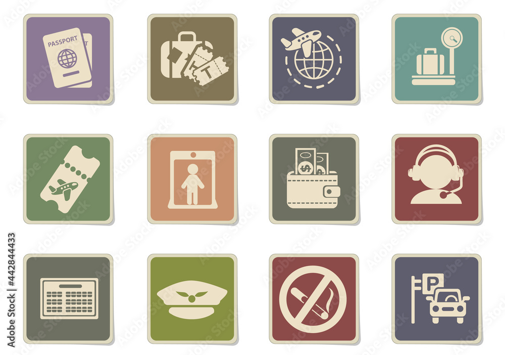 Airport and air carrier services icon set Airport and air carrier services icon set