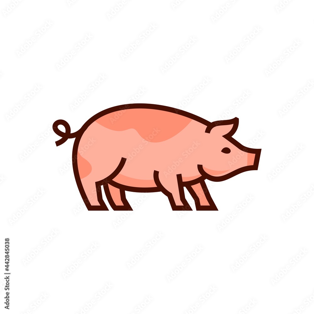 Fototapeta premium simple drawing of pig piglet for Logo mascot and icon or sign template vector stock illustration