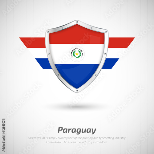 Elegant glossy shield for Paraguay country with happy independence day greeting background Free Download Elegant glossy shield for Paraguay country with happy independence day greeting background - GFXLoad