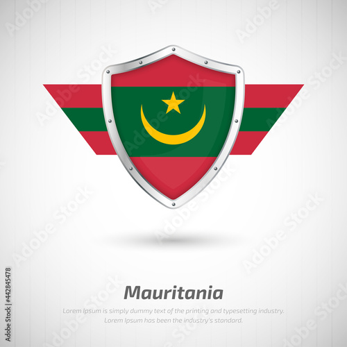 Elegant glossy shield for Mauritania country with happy independence day greeting background Free Download Elegant glossy shield for Mauritania country with happy independence day greeting background - GFXLoad