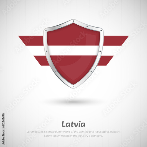 Elegant glossy shield for Latvia country with happy independence day greeting background Free Download Elegant glossy shield for Latvia country with happy independence day greeting background - GFXLoad