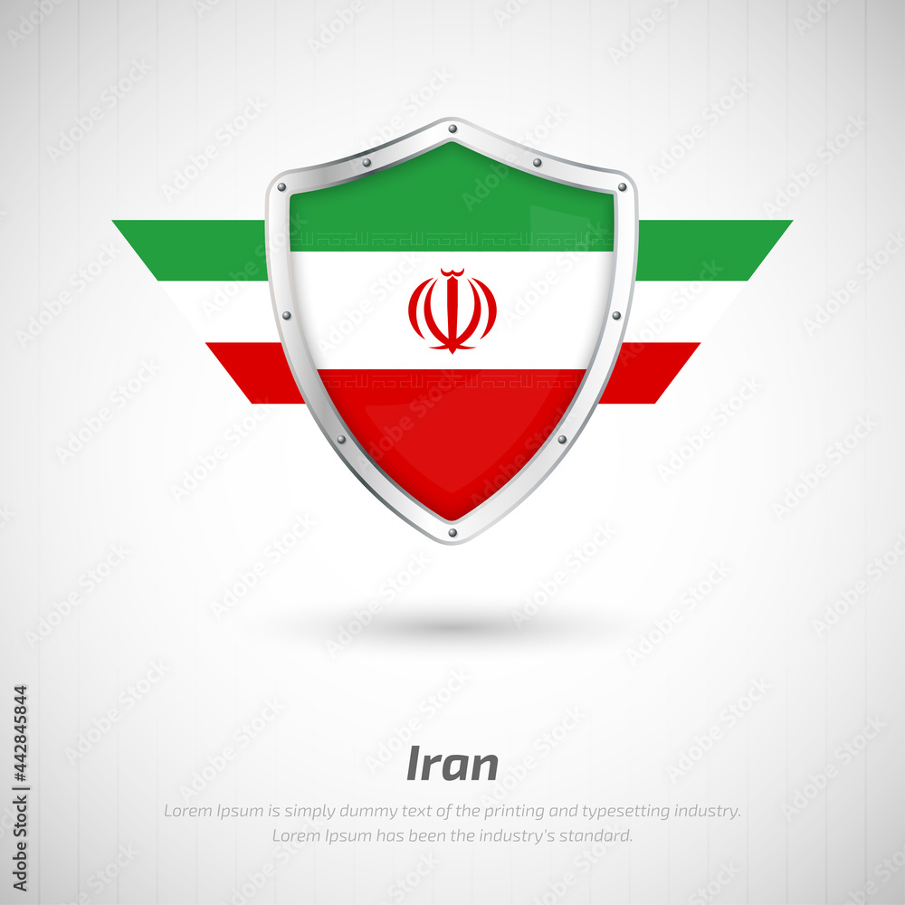 Elegant glossy shield for Iran country with happy islamic revolution day greeting background Elegant glossy shield for Iran country with happy islamic revolution day greeting background