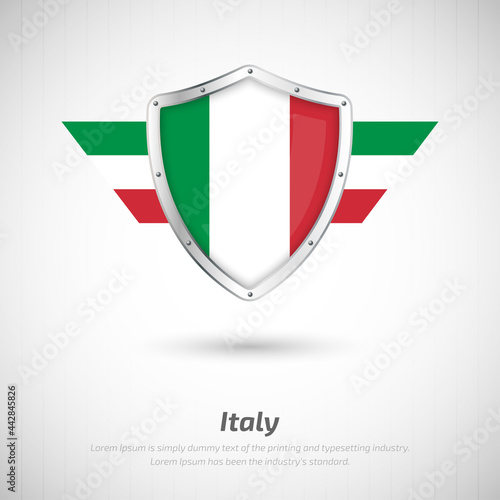 Free Download Elegant glossy shield for Italy country with happy republic day greeting background - GFXLoad