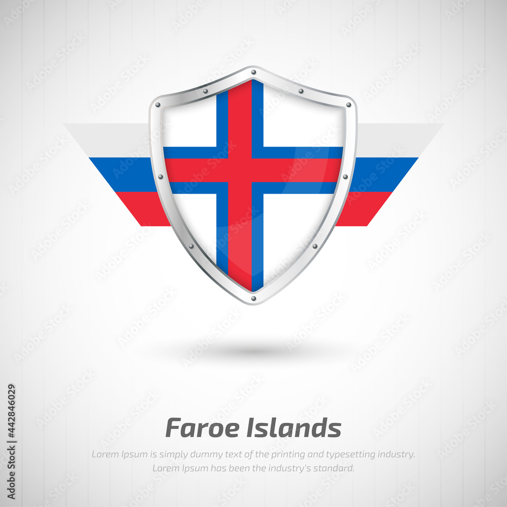 Fototapeta premium Elegant glossy shield for Faroe Islands country with happy national day greeting background