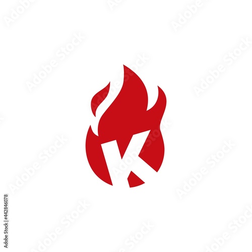 k letter fire flame logo vector icon illustration
