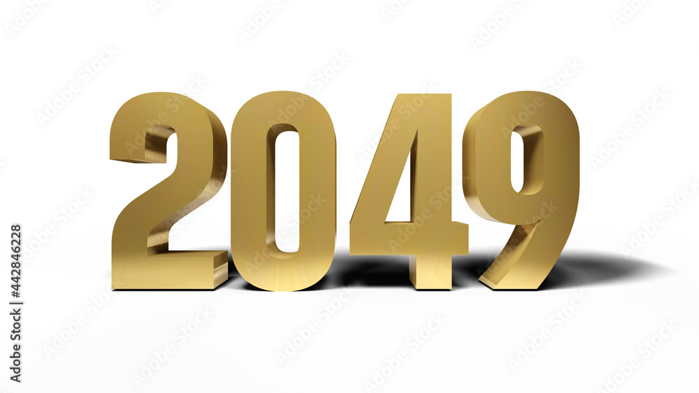 2049 golden bold letters isolated on white 3d-illustration 2049 golden bold letters isolated on white 3d-illustration