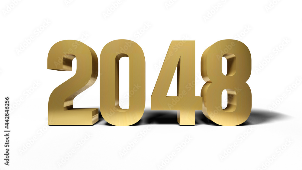 2048 golden bold letters isolated on white 3d-illustration 2048 golden bold letters isolated on white 3d-illustration