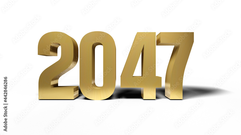 2047 golden bold letters isolated on white 3d-illustration 2047 golden bold letters isolated on white 3d-illustration