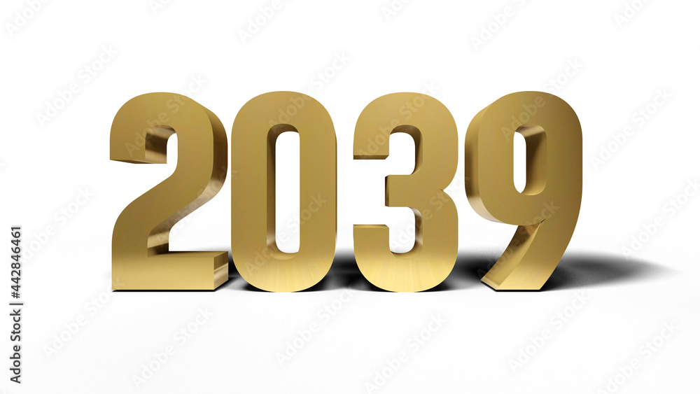 2039 golden bold letters isolated on white 3d-illustration 2039 golden bold letters isolated on white 3d-illustration