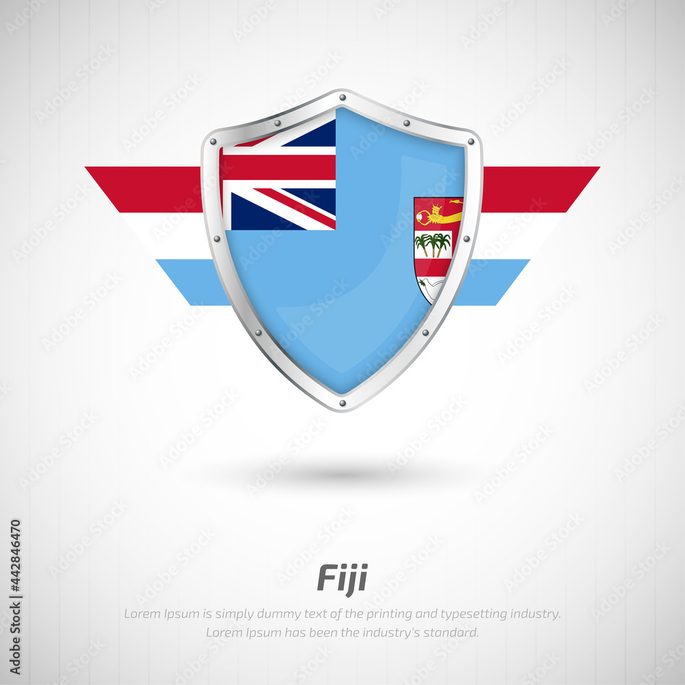 Elegant glossy shield for Fiji country with happy independence day greeting background Elegant glossy shield for Fiji country with happy independence day greeting background