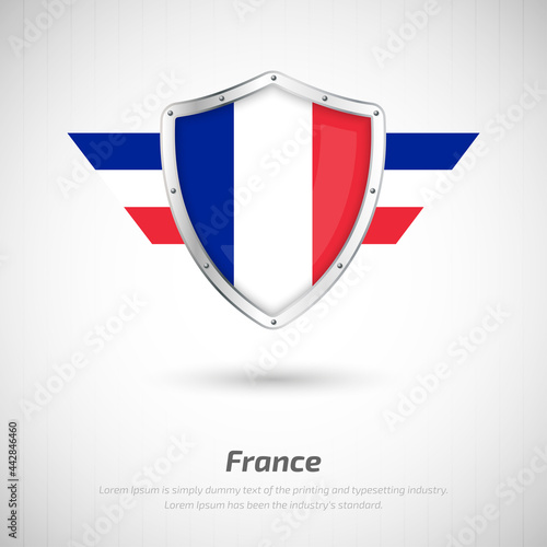 Free Download Elegant glossy shield for France country with happy bastille day greeting background - GFXLoad