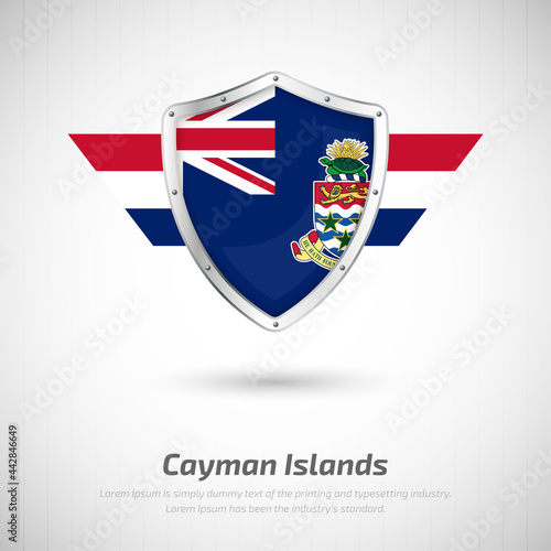 Free Download Elegant glossy shield for Cayman Islands country with happy national heroes day greeting background - GFXLoad