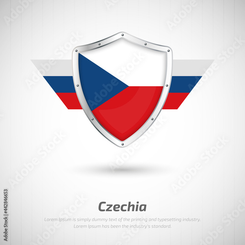 Elegant glossy shield for Czechia country with happy independence day greeting background Free Download Elegant glossy shield for Czechia country with happy independence day greeting background - GFXLoad