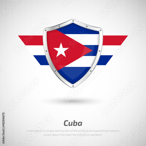 Elegant glossy shield for Cuba country with happy independence day greeting background Free Download Elegant glossy shield for Cuba country with happy independence day greeting background - GFXLoad