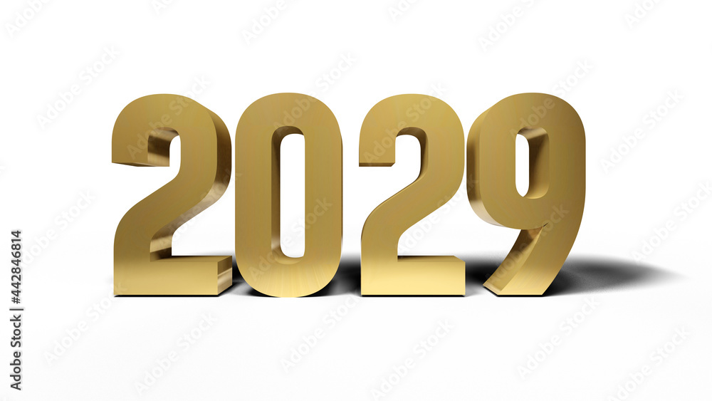 2029 golden bold letters isolated on white 3d-illustration 2029 golden bold letters isolated on white 3d-illustration