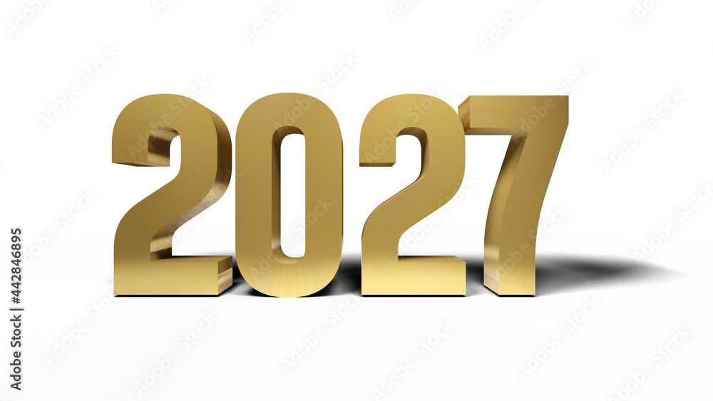 2027 golden bold letters isolated on white 3d-illustration 2027 golden bold letters isolated on white 3d-illustration