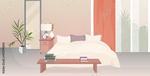 modern bedroom interior empty no people house room with furniture horizontal