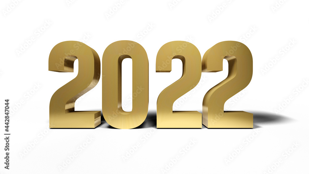 2022 golden bold letters isolated on white 3d-illustration 2022 golden bold letters isolated on white 3d-illustration