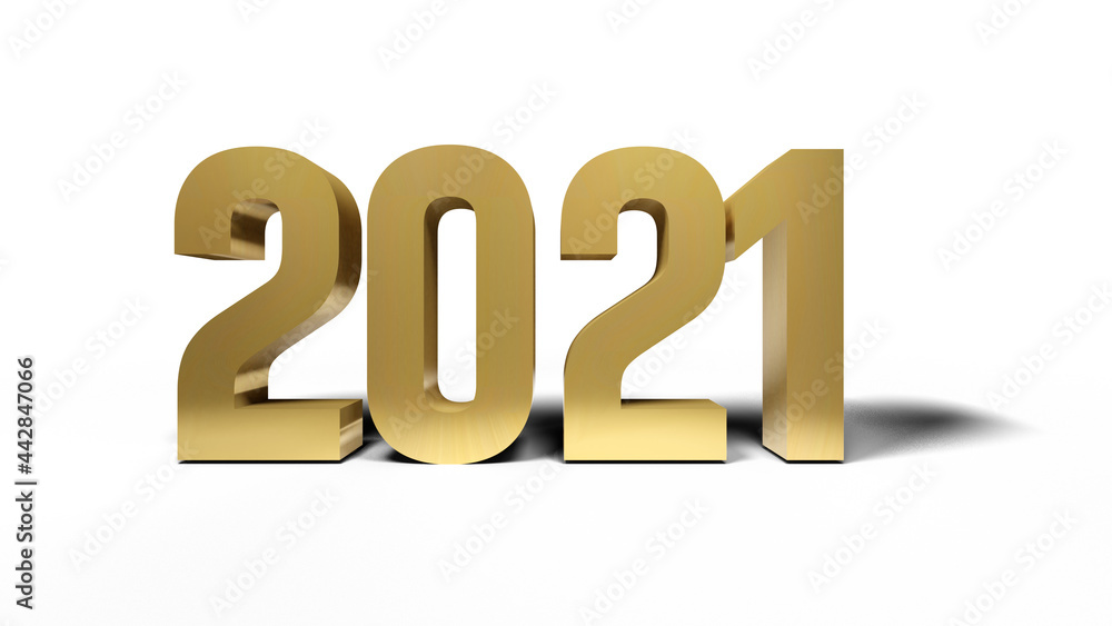 2021 golden bold letters isolated on white 3d-illustration 2021 golden bold letters isolated on white 3d-illustration