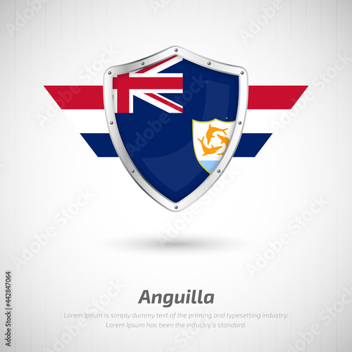 Elegant glossy shield for Anguilla country with happy Anguilla day greeting background Free Download Elegant glossy shield for Anguilla country with happy Anguilla day greeting background - GFXLoad