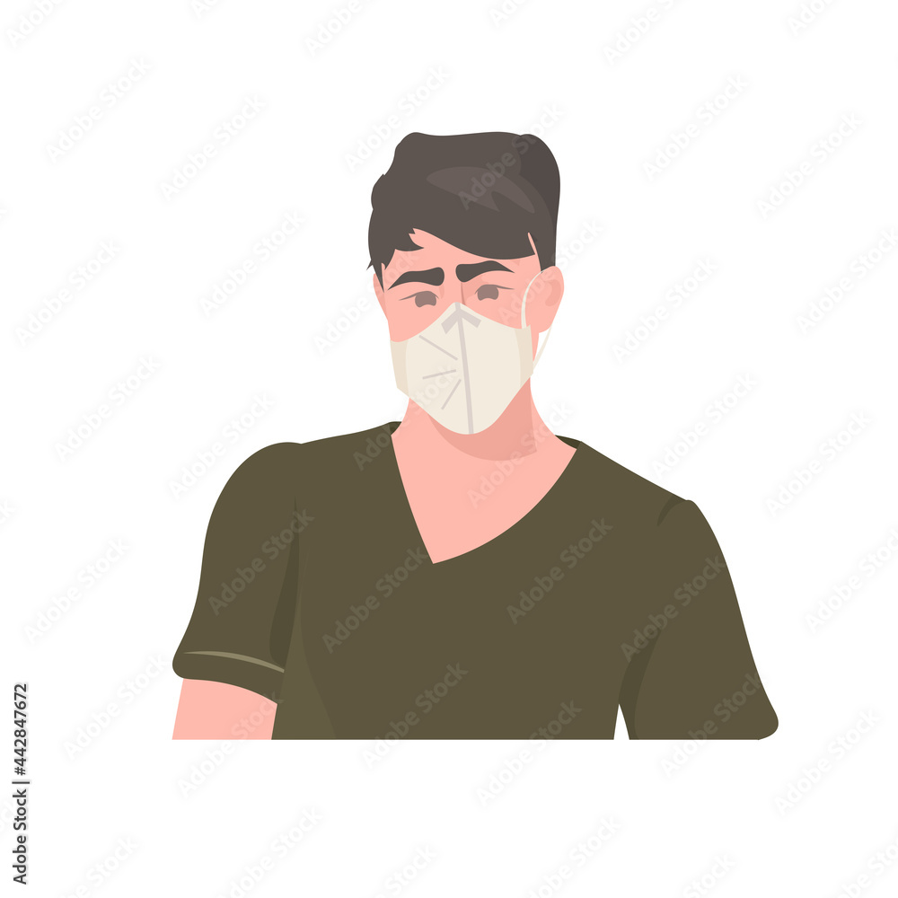 man wearing medical mask to prevent coronavirus pandemic covid-19 quarantine concept man wearing medical mask to prevent coronavirus pandemic covid-19 quarantine concept