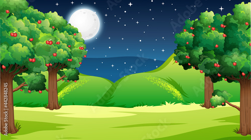 Blank nature park landscape at night scene