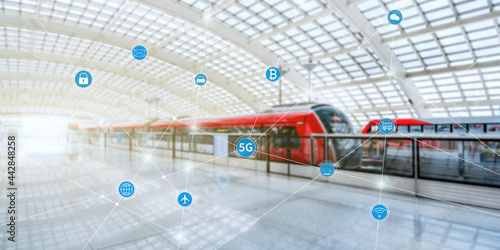 Εκτύπωση καμβά Big data concept of express train and city interconnection in Beijing Capital Ai