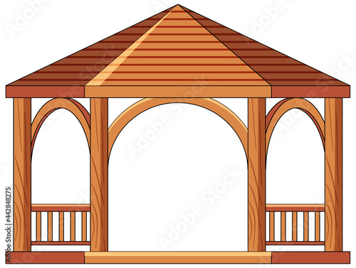 Wooden gazebo isolated on white background