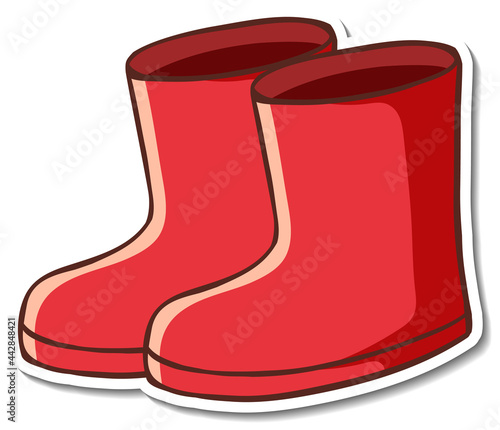 Sticker design with red boots footwear isolated