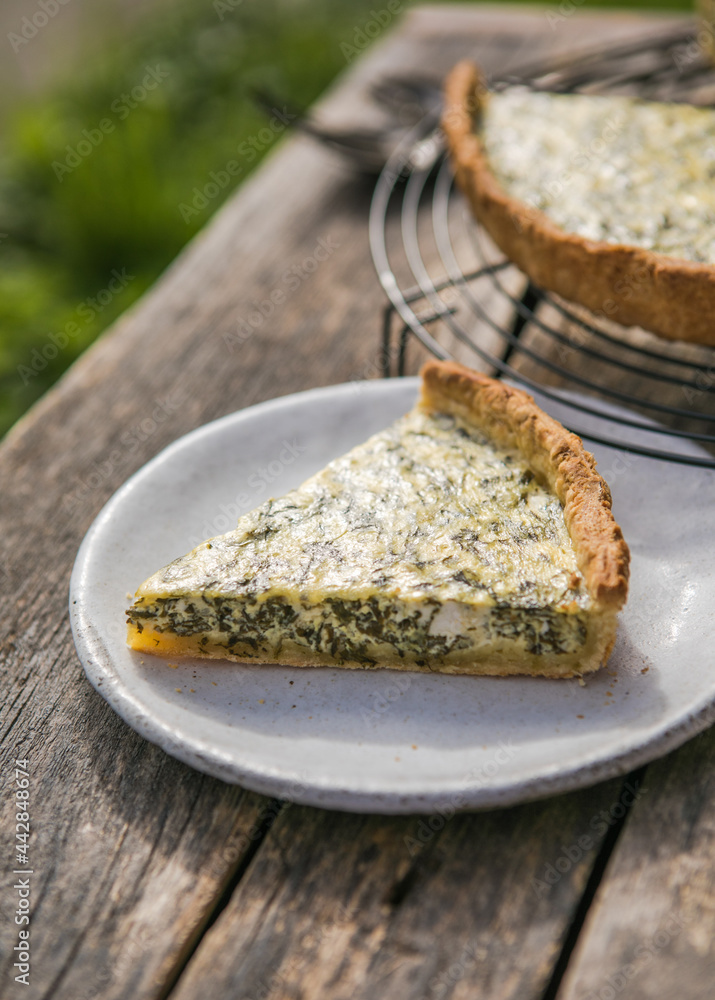 Quiche with spinach - traditional dish of french cuisine. Spinach tart Quiche with spinach - traditional dish of french cuisine. Spinach tart