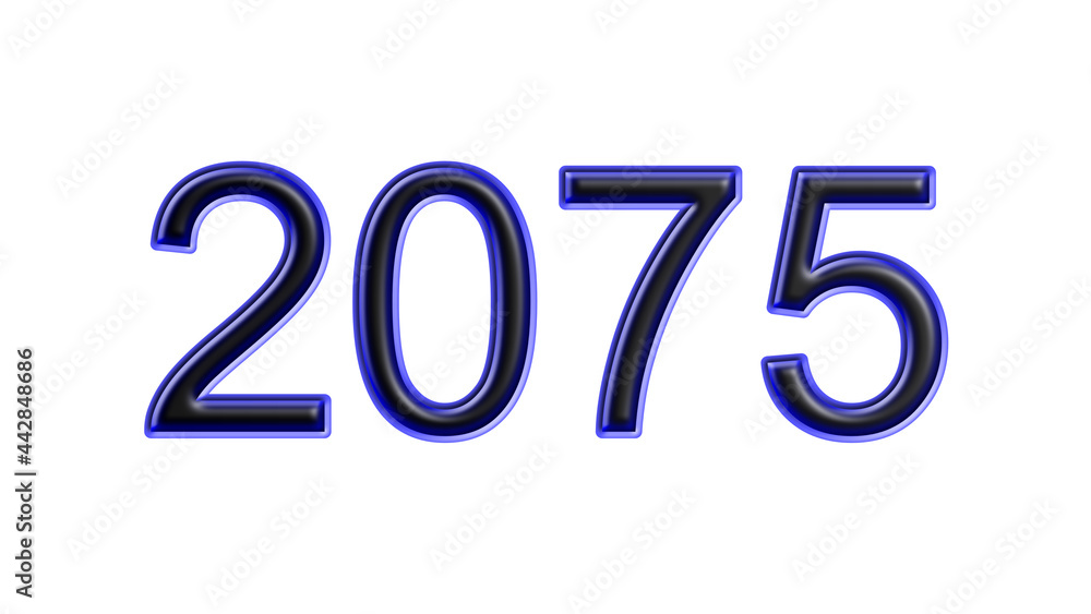 blue 2075 number 3d effect white background blue 2075 number 3d effect white background