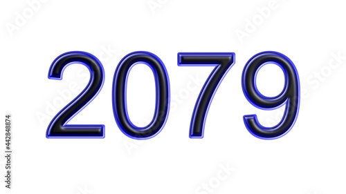 Fotografía blue 2079 number 3d effect white background