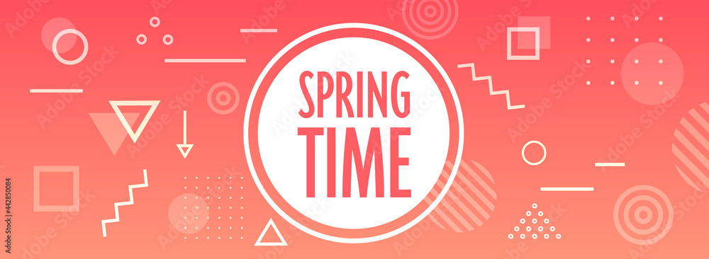 Fototapeta premium spring time hand drawn poster lettering banner invitation template horizontal