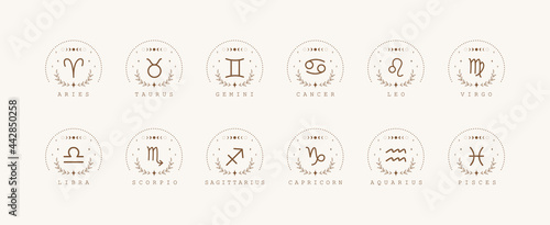 Canvas Print Zodiac signs in boho style