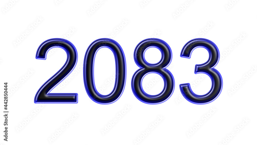 blue 2083 number 3d effect white background blue 2083 number 3d effect white background