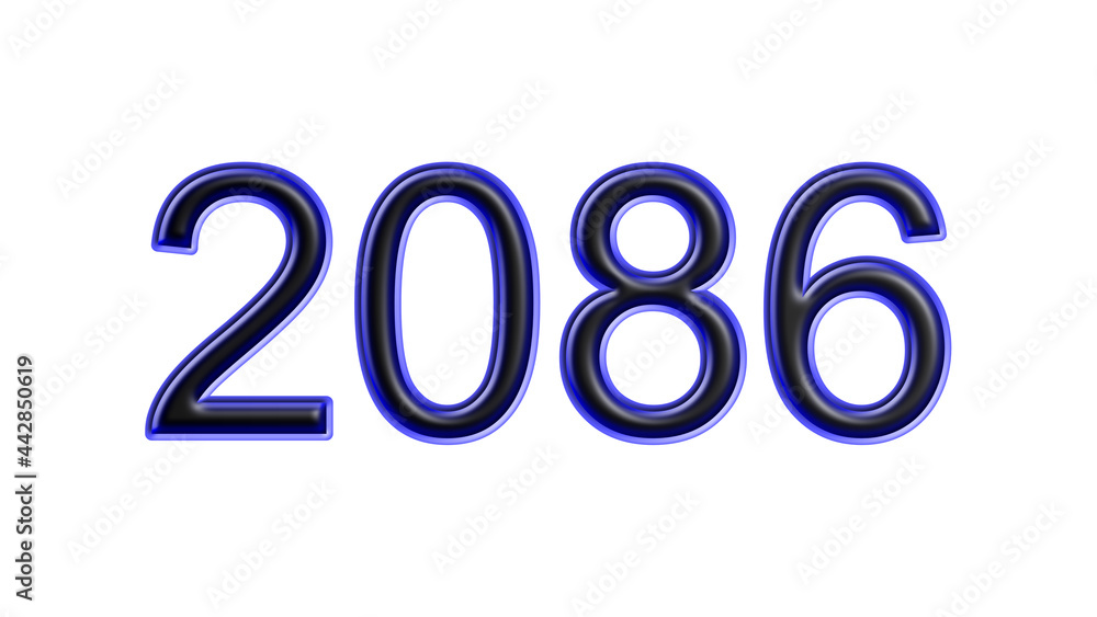 blue 2086 number 3d effect white background blue 2086 number 3d effect white background