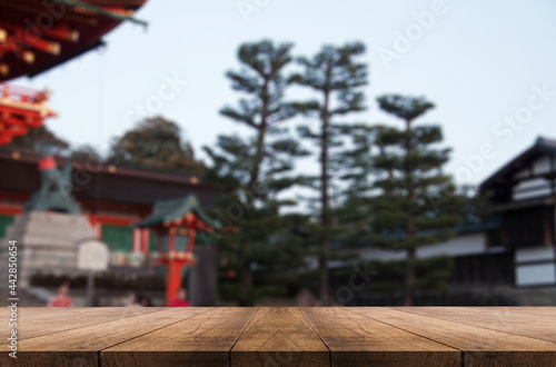 3D rendering, wooden top table on isolate blurred background