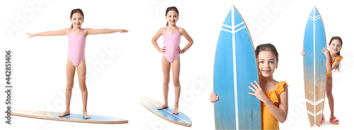 Cute little girl with surfb...