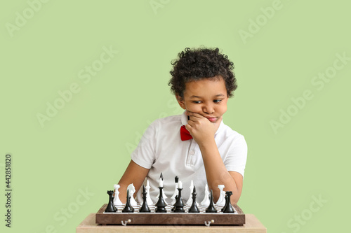 Cute African-American boy p...