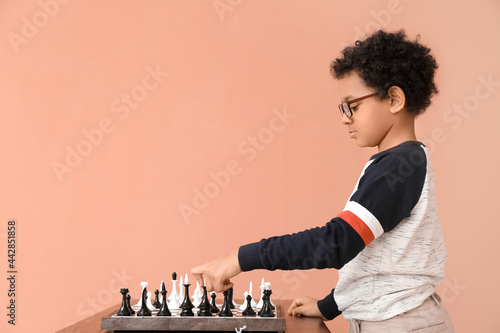 Cute African-American boy p...