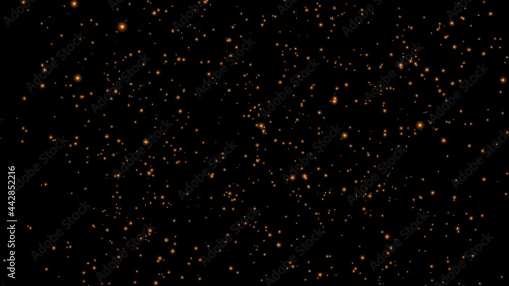 snowfalling, beautiful Gold Floating Dust Particles with Flare on Black Background snowfalling, beautiful Gold Floating Dust Particles with Flare on Black Background