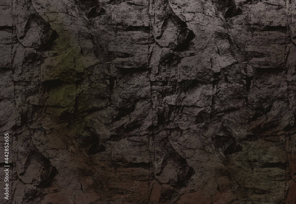 Stone cliff wall texture background asset, mossy, dark, grunge
