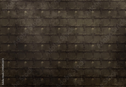 Stone brick wall, grunge, moss, grimy, industrial texture asset