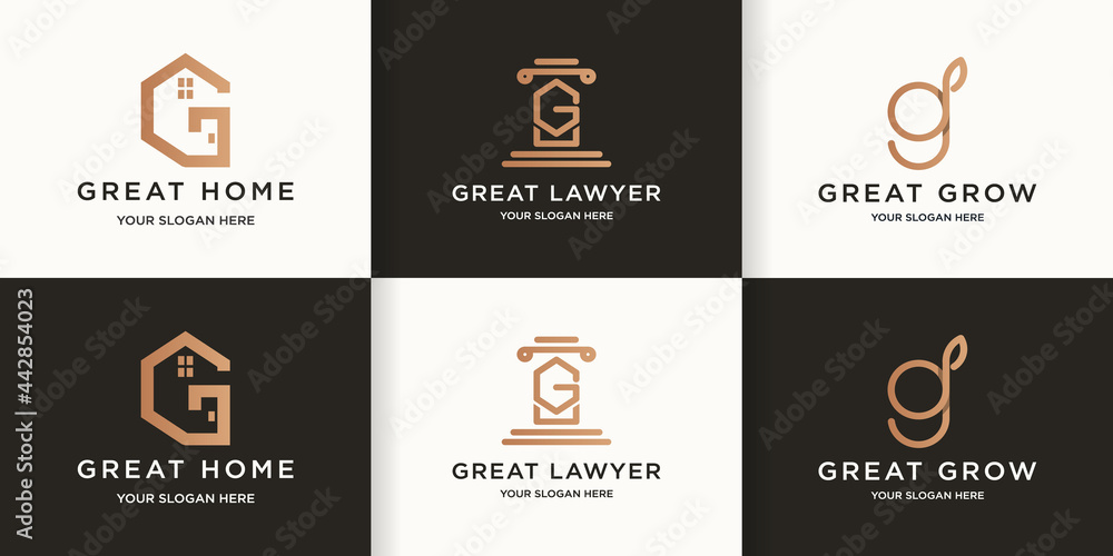 Fototapeta premium letter g house law leaf combination logo