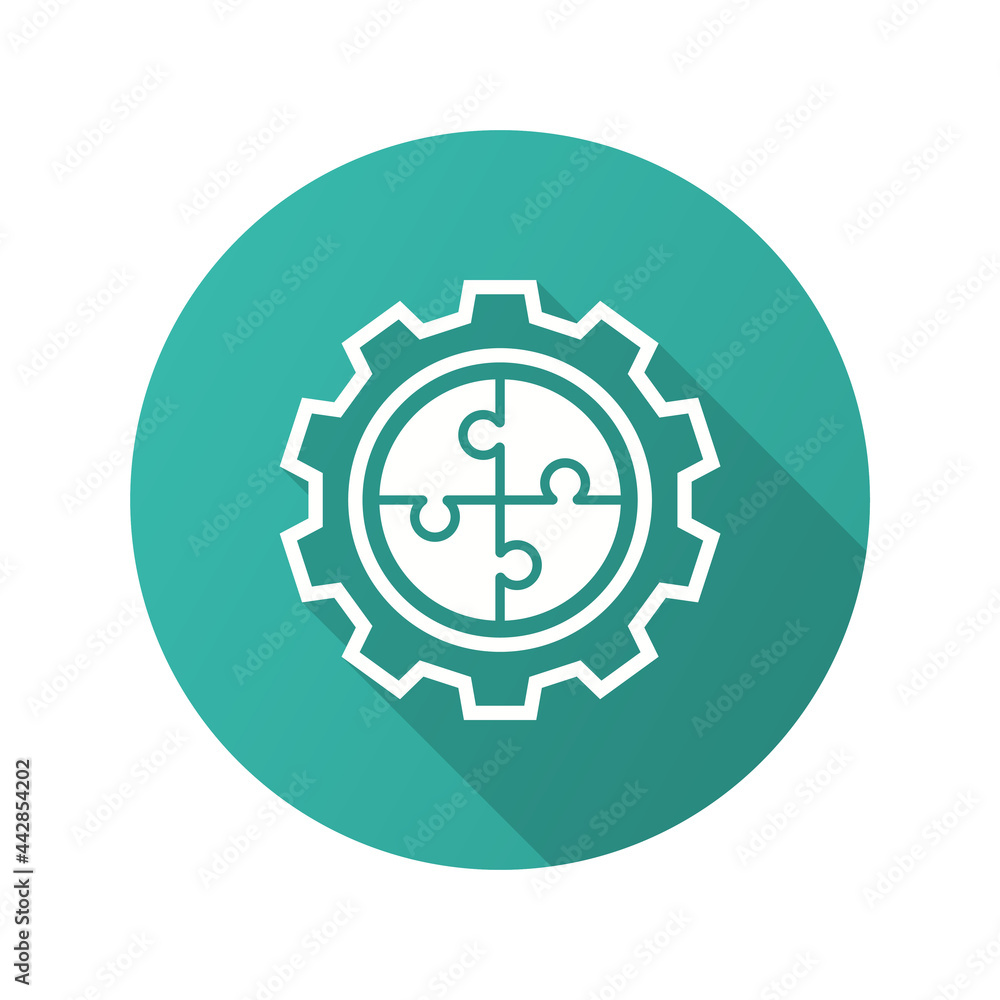 Automated system icon with long shadow for graphic and web design. Automated system icon with long shadow for graphic and web design.