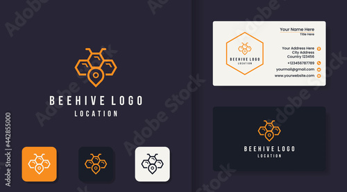 Honeycomb location out line logo and business card